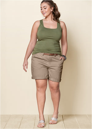 Square Neck Tank Top - Olive - thumbnail-13