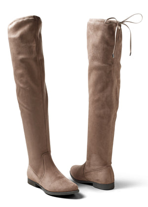 Over-The-Knee Stretch Boots - Taupe - thumbnail-1