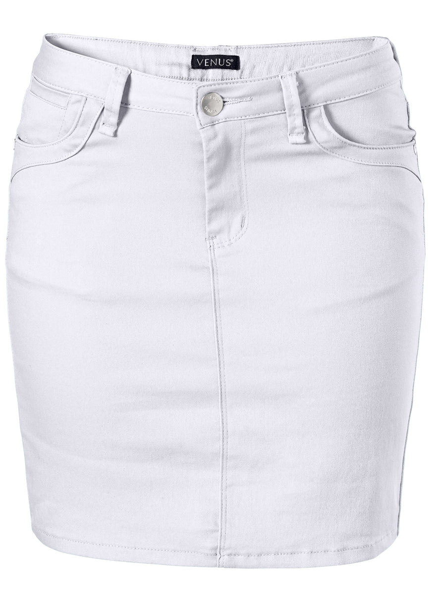 Mini Jean Skirt - White