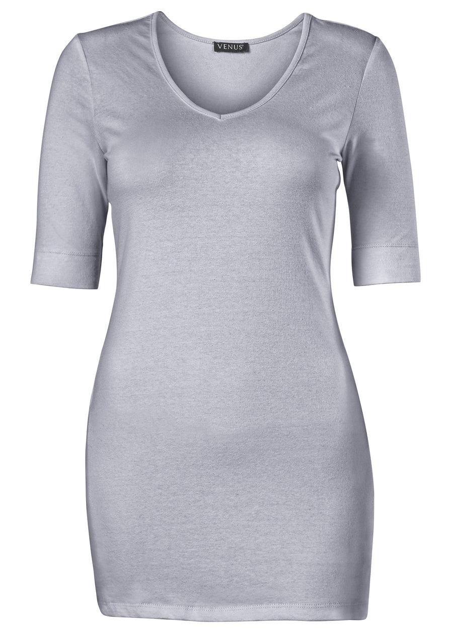 T-shirt long et élancé - Gris Chiné Clair