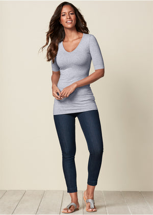 Long and lean tee - Light Heather Grey - thumbnail-2