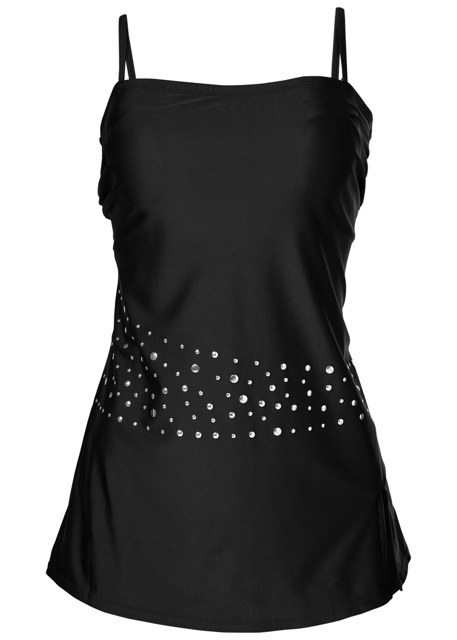 Bandeau Swim Dress - Black Pin Dot