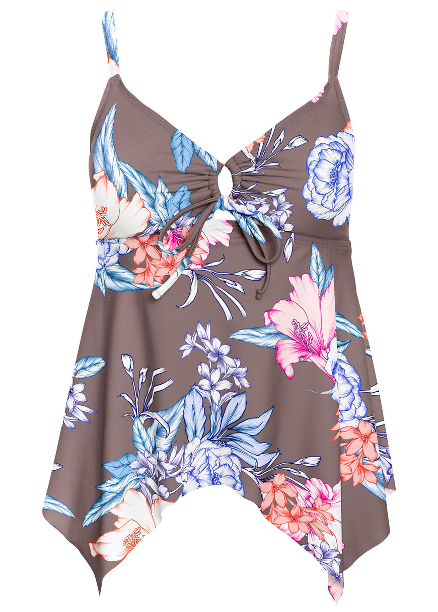 Haut tankini à ourlet Sharkbite - Hawaiian Floral