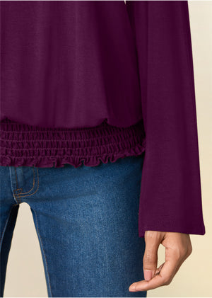 Cold-Shoulder Blouson Top - Dark Purple - thumbnail-5