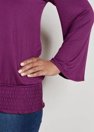 Cold-Shoulder Blouson Top - Dark Purple - thumbnail-12