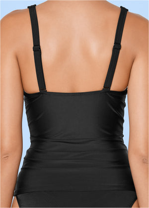 Slenderizing Tankini Top - Cobalt & Black - thumbnail-4