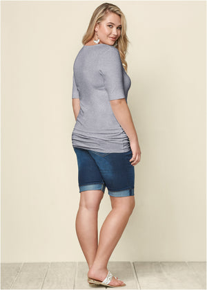 Long And Lean Tee - Light Heather Grey - thumbnail-15