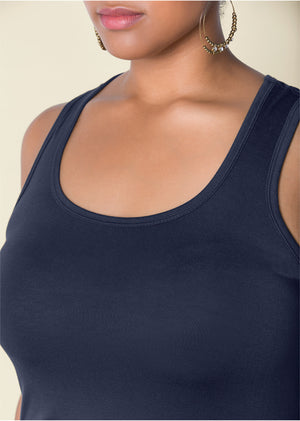 Ruched tank dress - Navy - thumbnail-11