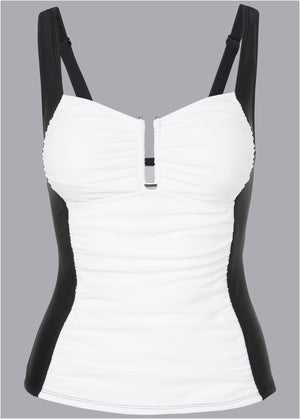 Slenderizing Tankini Top - Black & White - thumbnail-3