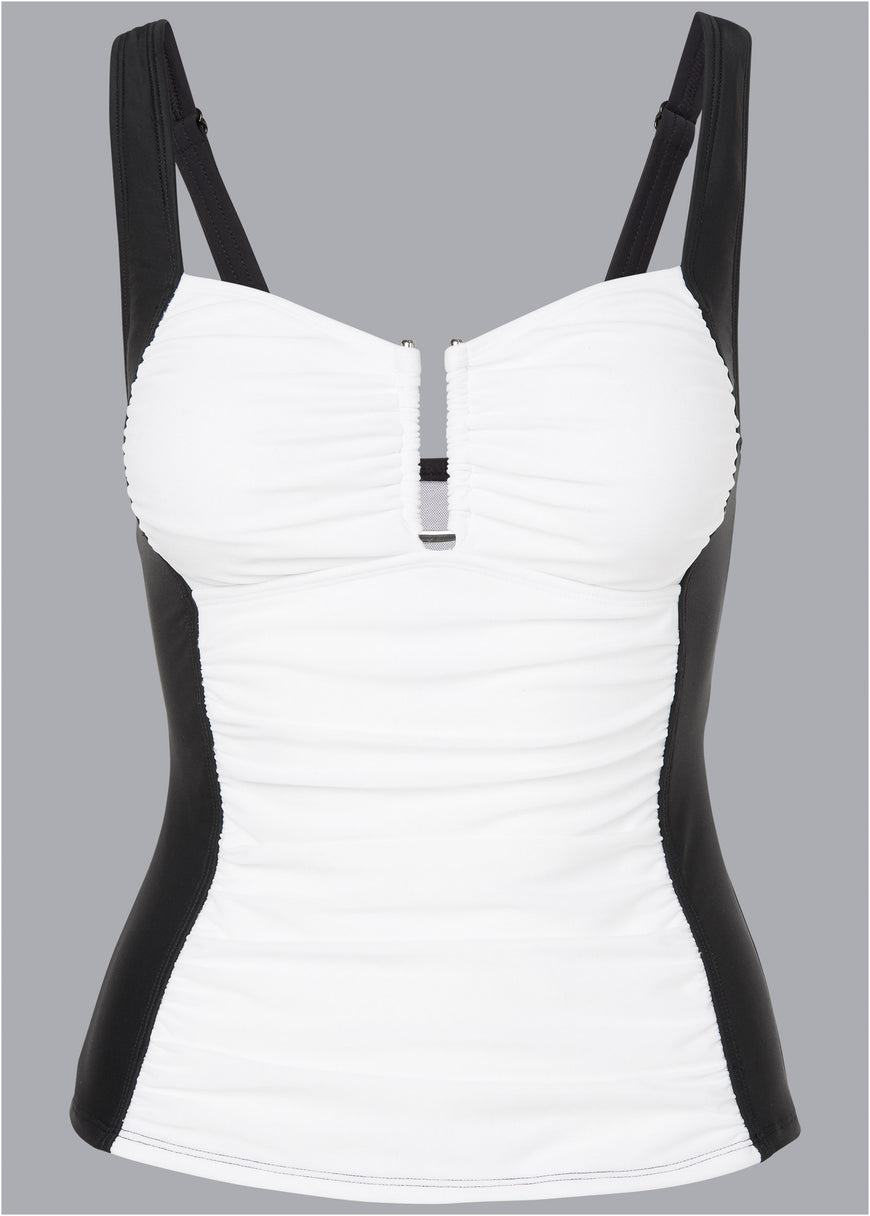 Slenderizing Tankini Top - Black & White