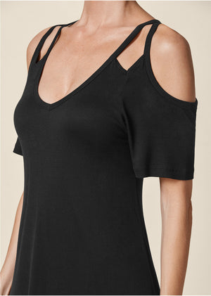 Cold-shoulder dress - Black - thumbnail-5