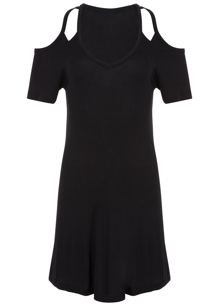 Cold-Shoulder Dress - Black