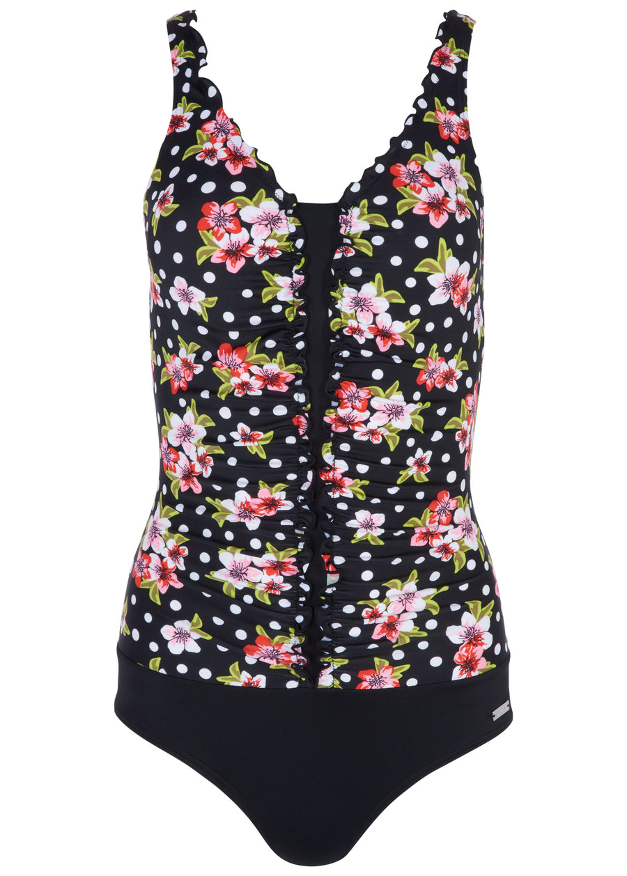 Ruched One-Piece - Dot Floral