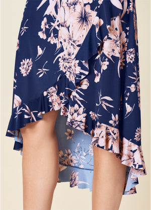 Robe portefeuille à imprimé floral - Navy Multi - thumbnail-4