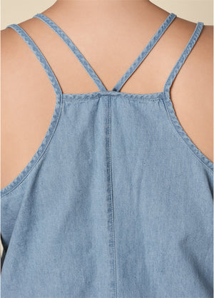 Chambray Mini Dress - Light Wash - thumbnail-13