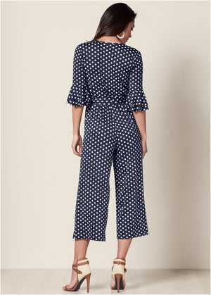 Polka Dot Jumpsuit - Navy & White - thumbnail-2