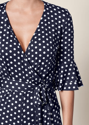 Polka Dot Jumpsuit - Navy & White - thumbnail-3