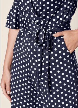 Polka Dot Jumpsuit - Navy & White - thumbnail-4