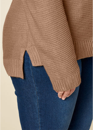 Cutout Sleeve Sweater - Tan - thumbnail-15