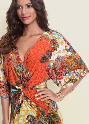 Twist front maxi dress - Orange Multi - thumbnail-3