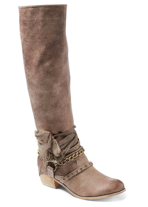 Boots western ornementées - Taupe - thumbnail-1