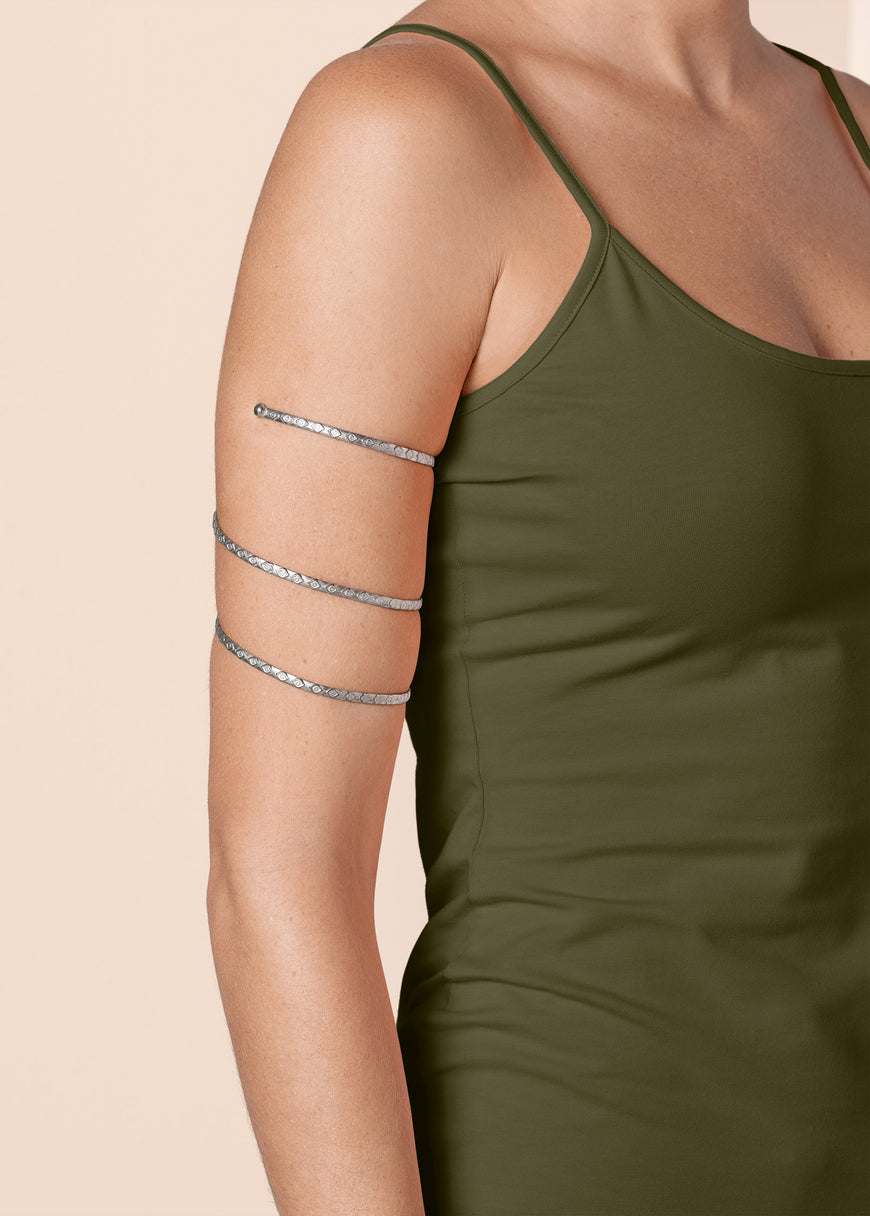 Etched Metal Upper Arm Band - Silver