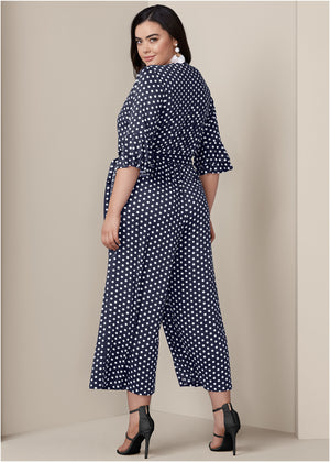 Polka Dot Jumpsuit - Navy & White - thumbnail-8