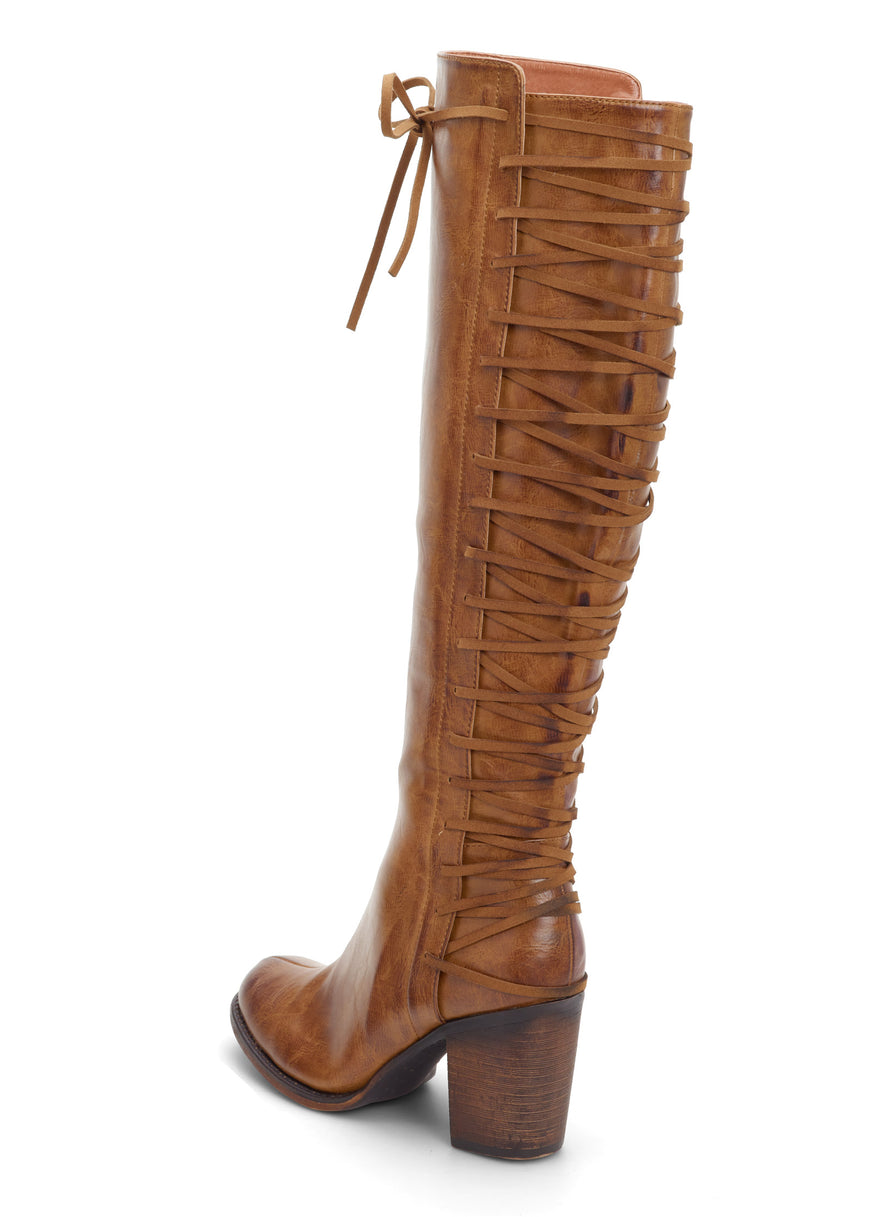 Lace-Up Detail Boots - Camel