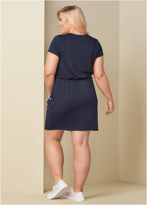 Zip-front lounge dress - Navy - thumbnail-9