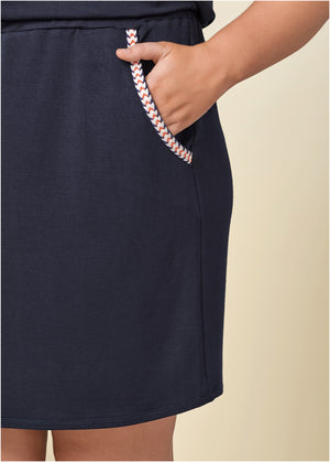 Zip-Front Lounge Dress - Navy - thumbnail-11