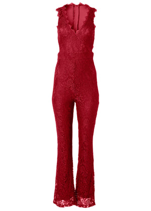 Open back lace jumpsuit - Red - thumbnail-6