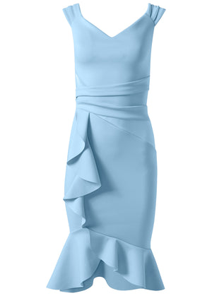 Ruffle Detail Dress - Light Blue - thumbnail-5