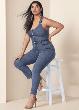 Denim Overalls - Medium Wash - thumbnail-11