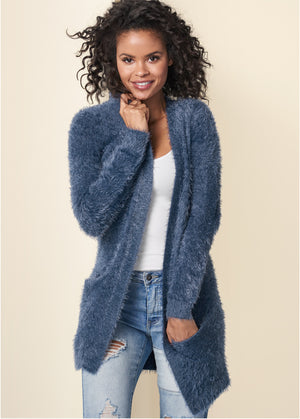 Cozy cardigan - Dark Blue - thumbnail-1