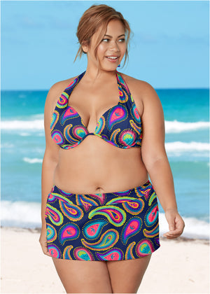 Aruba Swim Skirt - Festive Paisley - thumbnail-6