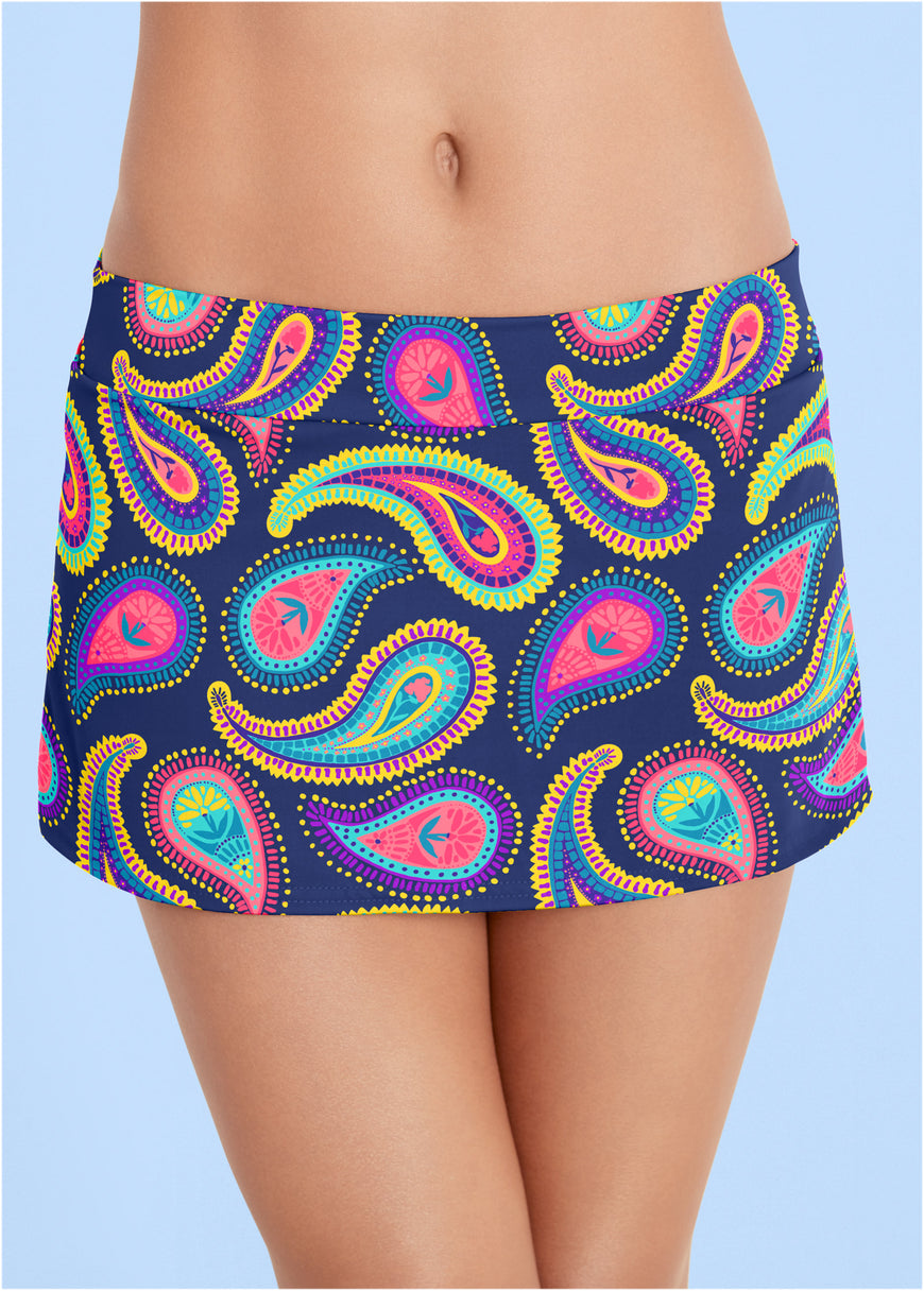 Aruba Swim Skirt - Festive Paisley