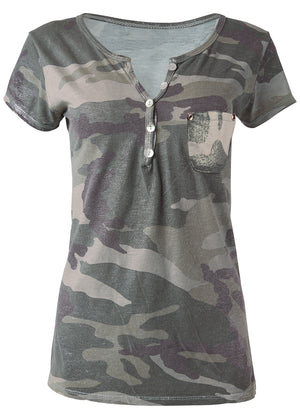 Camo Pocket Top - Olive Multi - thumbnail-6