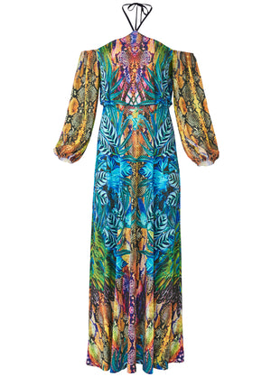 Printed Maxi Dress - Blue Multi - thumbnail-5