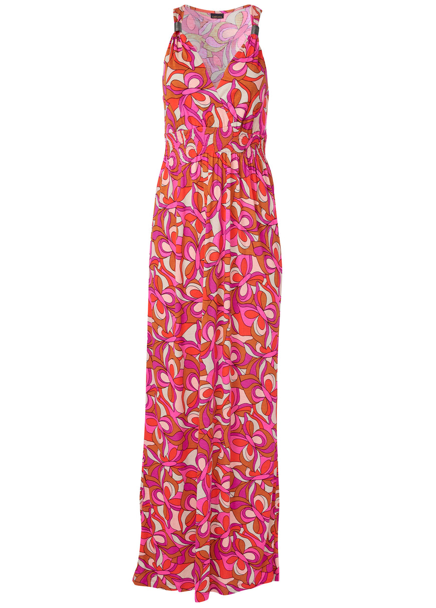 Robe longue à imprimé géométrique - Rose Multi