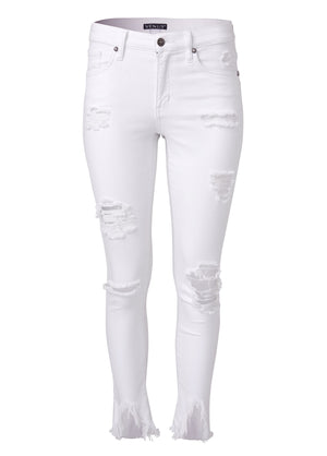 Triangle Hem Jeans - White - thumbnail-7