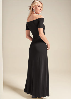 Slit Detail Maxi Dress - Black - thumbnail-2