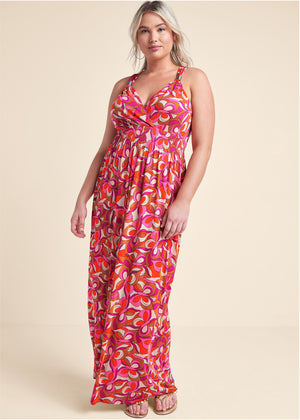 Geometric print maxi dress - Pink Multi - thumbnail-8