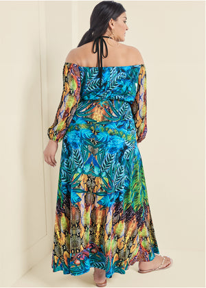 Printed Maxi Dress - Blue Multi - thumbnail-8