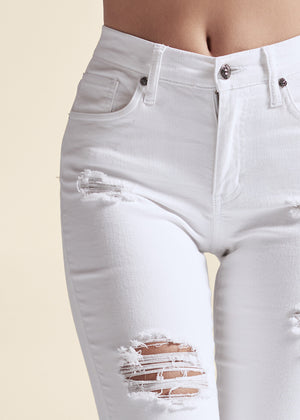 Triangle Hem Jeans - White - thumbnail-5