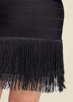 Bandage Fringe Dress - Black - thumbnail-16