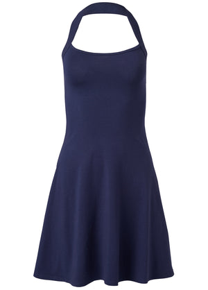 Halter Neck Dress - Navy - thumbnail-5