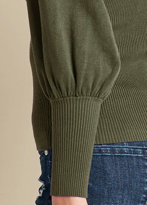 Pull manches bouffantes - Olive - thumbnail-4