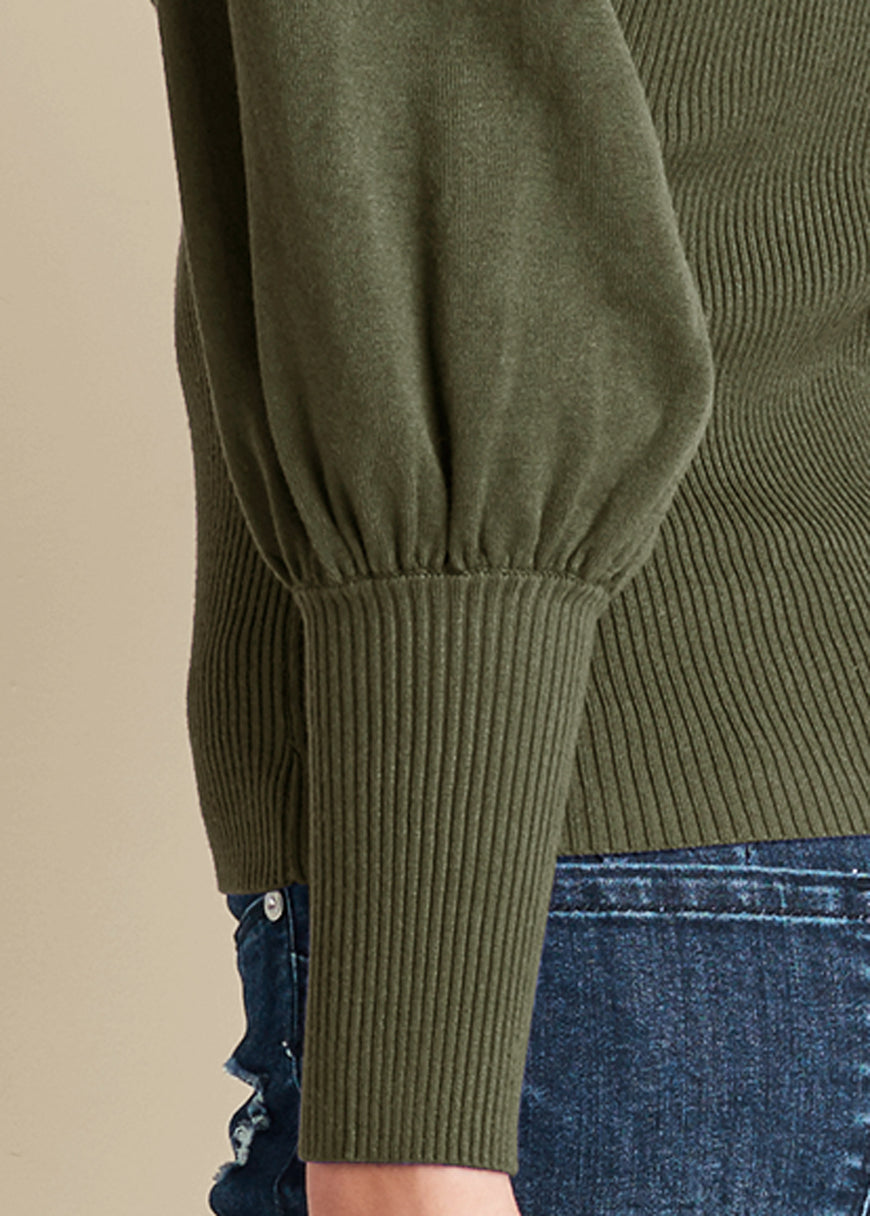 Puff Sleeve Sweater - Olive