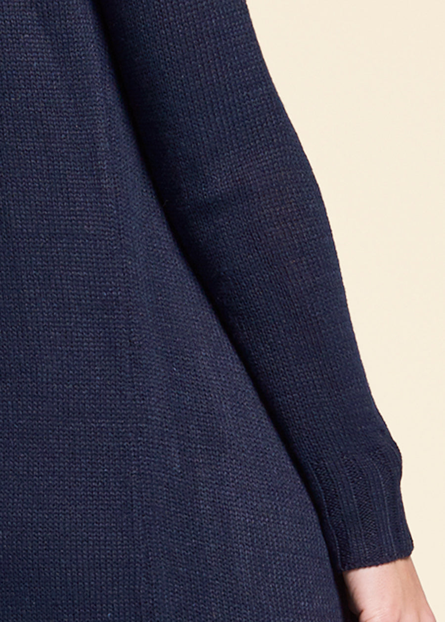 Tab Button Detail Duster - Navy