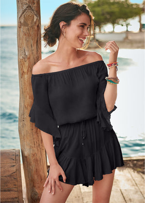 Flirty Romper Cover-Up - Black - thumbnail-1